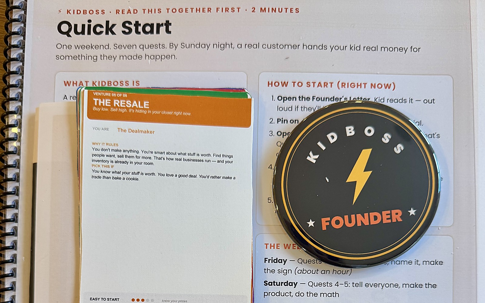 The KidBoss Founder pin on prototype #1